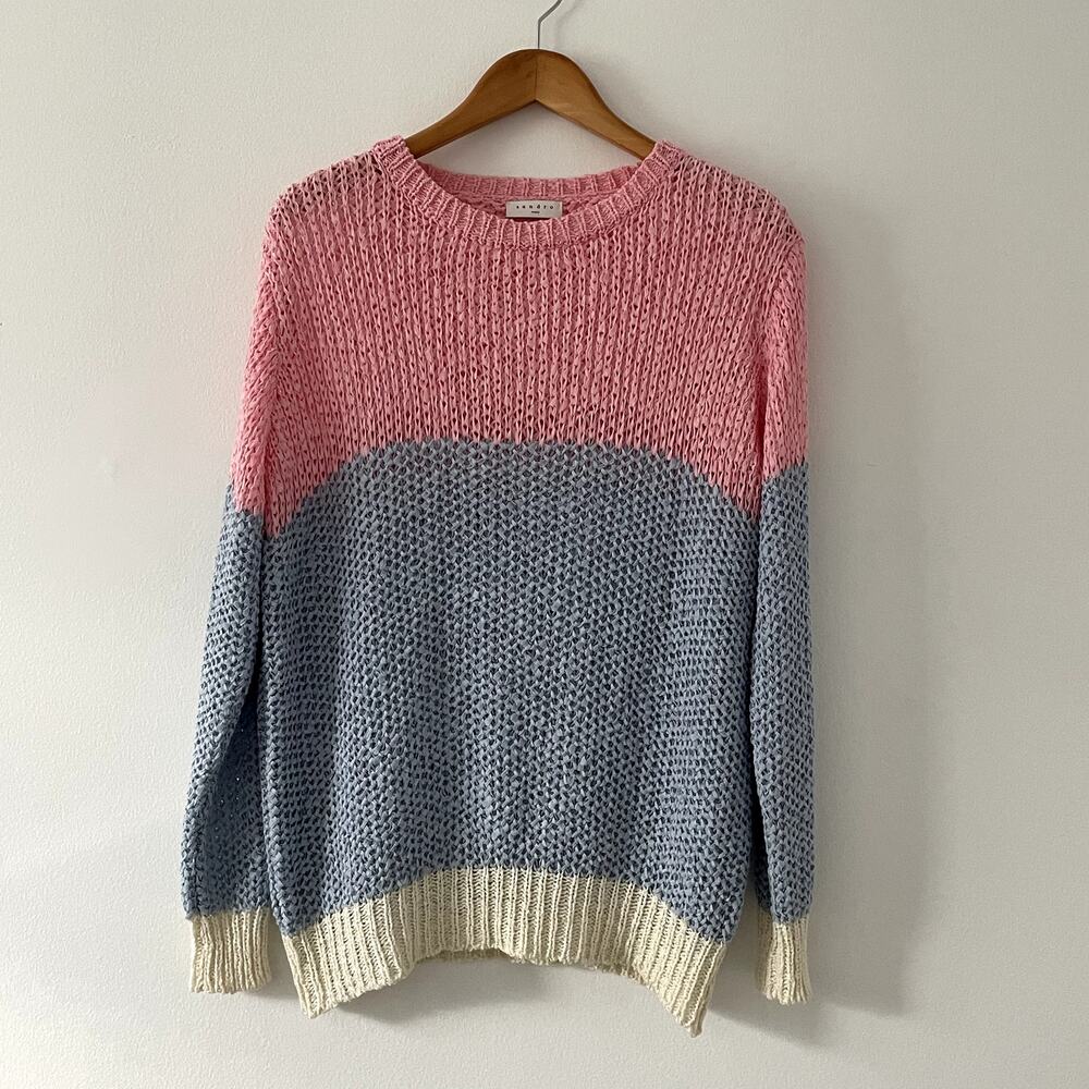 Sandro Paris Obeline Color Block Openwork Sweater… - image 2